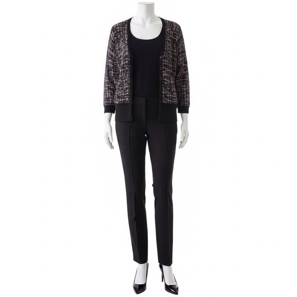 White House Black Market Cardigan | Power Chic – Size L black white pink - Picture 3 of 14